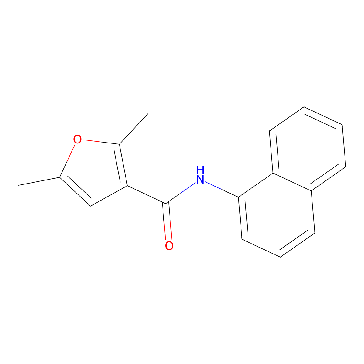 2,5-dimethyl-N-naphthalen-1-ylfuran-3-carboxamide molecular structure, CAS 443903-69-3