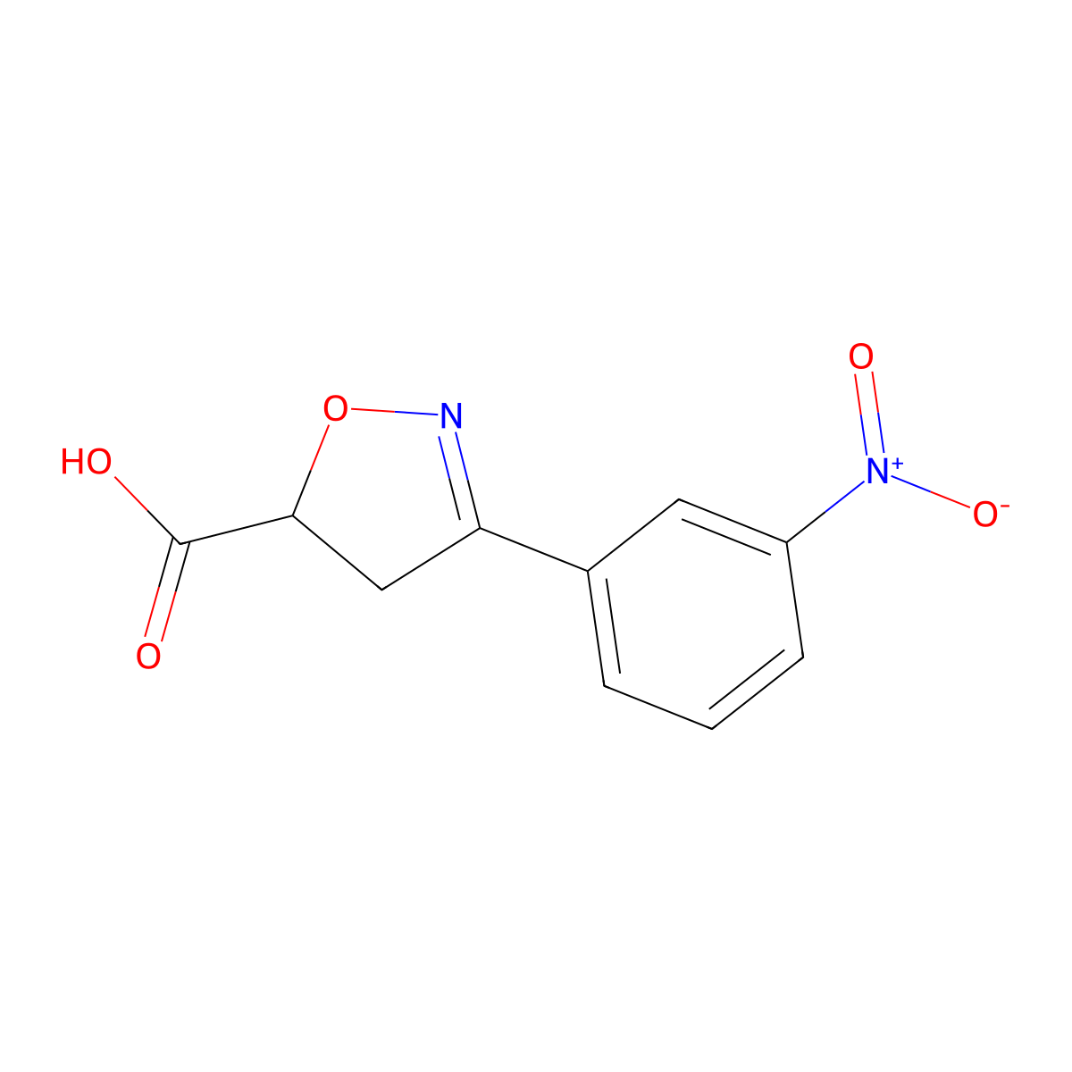 3-(3-Nitrophenyl)-4,5-dihydro-1,2-oxazole-5-carboxylic acid molecular structure, CAS 443907-70-8