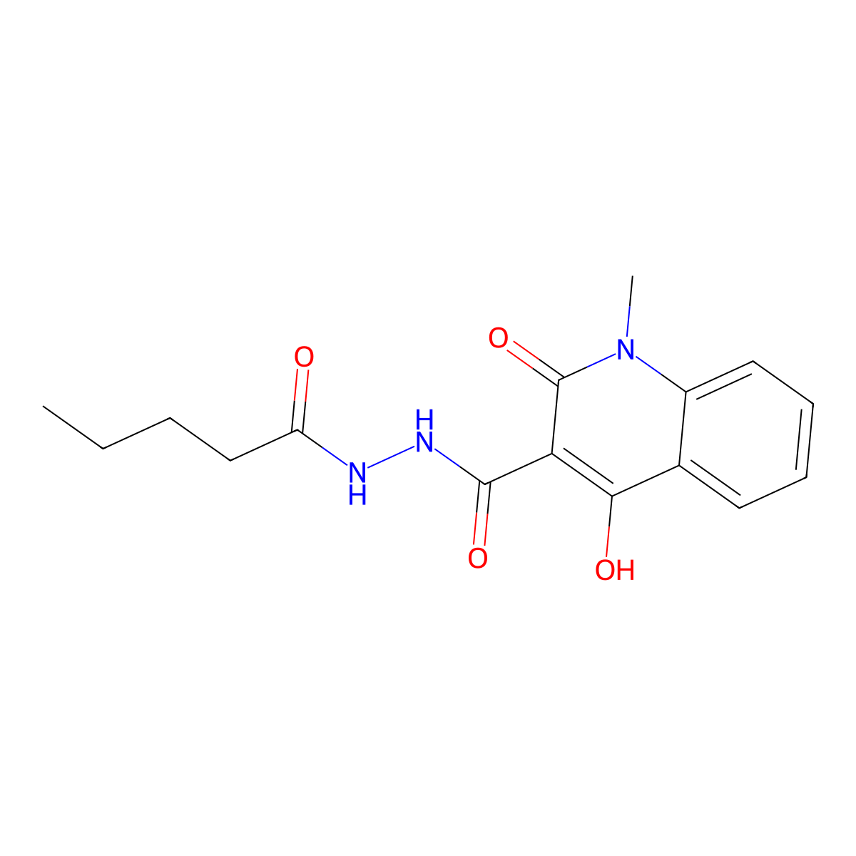 4-hydroxy-1-methyl-2-oxo-N'-pentanoyl-1,2-dihydroquinoline-3-carbohydrazide molecular structure, CAS 443907-72-0