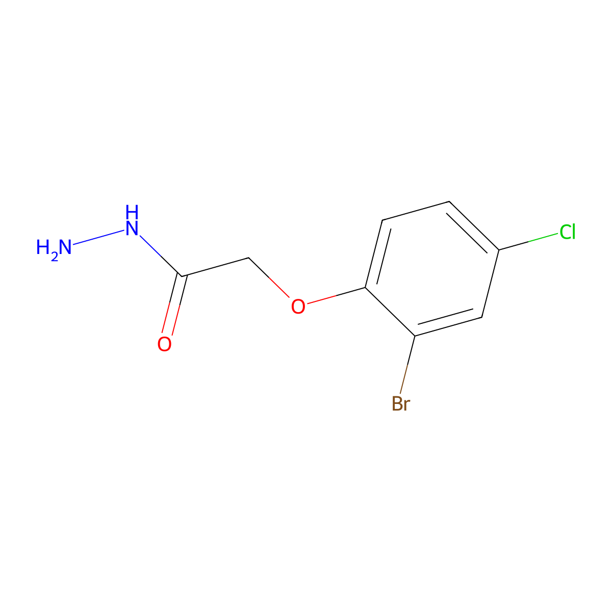 2-(2-Bromo-4-chlorophenoxy)acetohydrazide molecular structure, CAS 443908-11-0