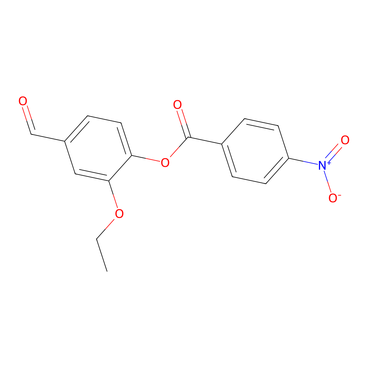 2-Ethoxy-4-formylphenyl 4-nitrobenzoate molecular structure, CAS 443908-67-6
