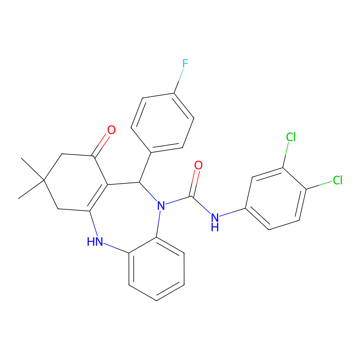 C28H24Cl2FN3O2 molecular structure, CAS 443908-74-5