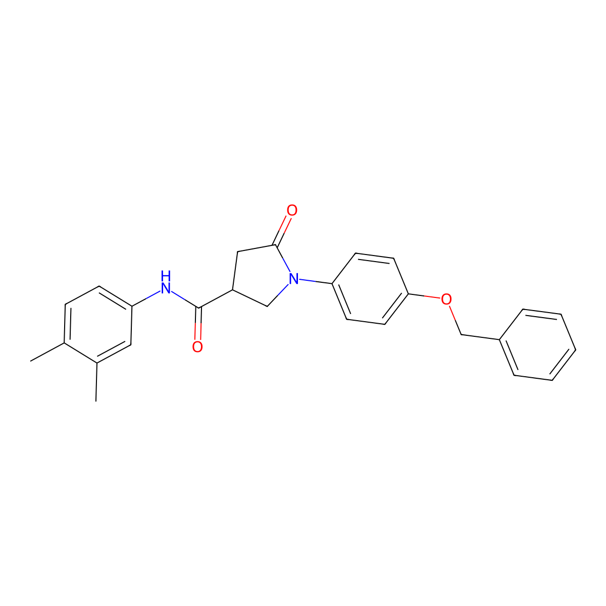 N-(3,4-dimethylphenyl)-5-oxo-1-(4-phenylmethoxyphenyl)pyrrolidine-3-carboxamide molecular structure, CAS 443908-99-4