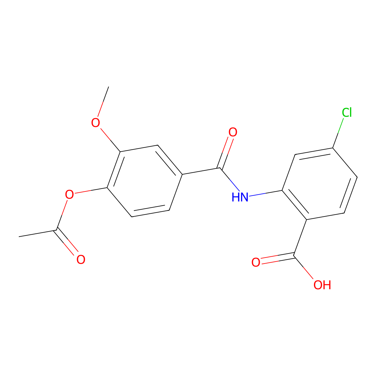 2-({[4-(Acetyloxy)-3-methoxyphenyl]carbonyl}amino)-4-chlorobenzoic acid molecular structure, CAS 443910-77-8