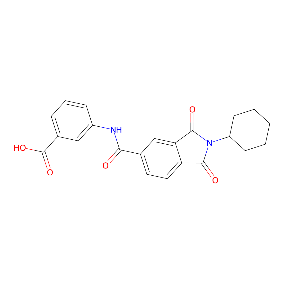 3-[[(2-Cyclohexyl-1,3-dioxo-5-isoindolyl)-oxomethyl]amino]benzoic acid molecular structure, CAS 443910-96-1