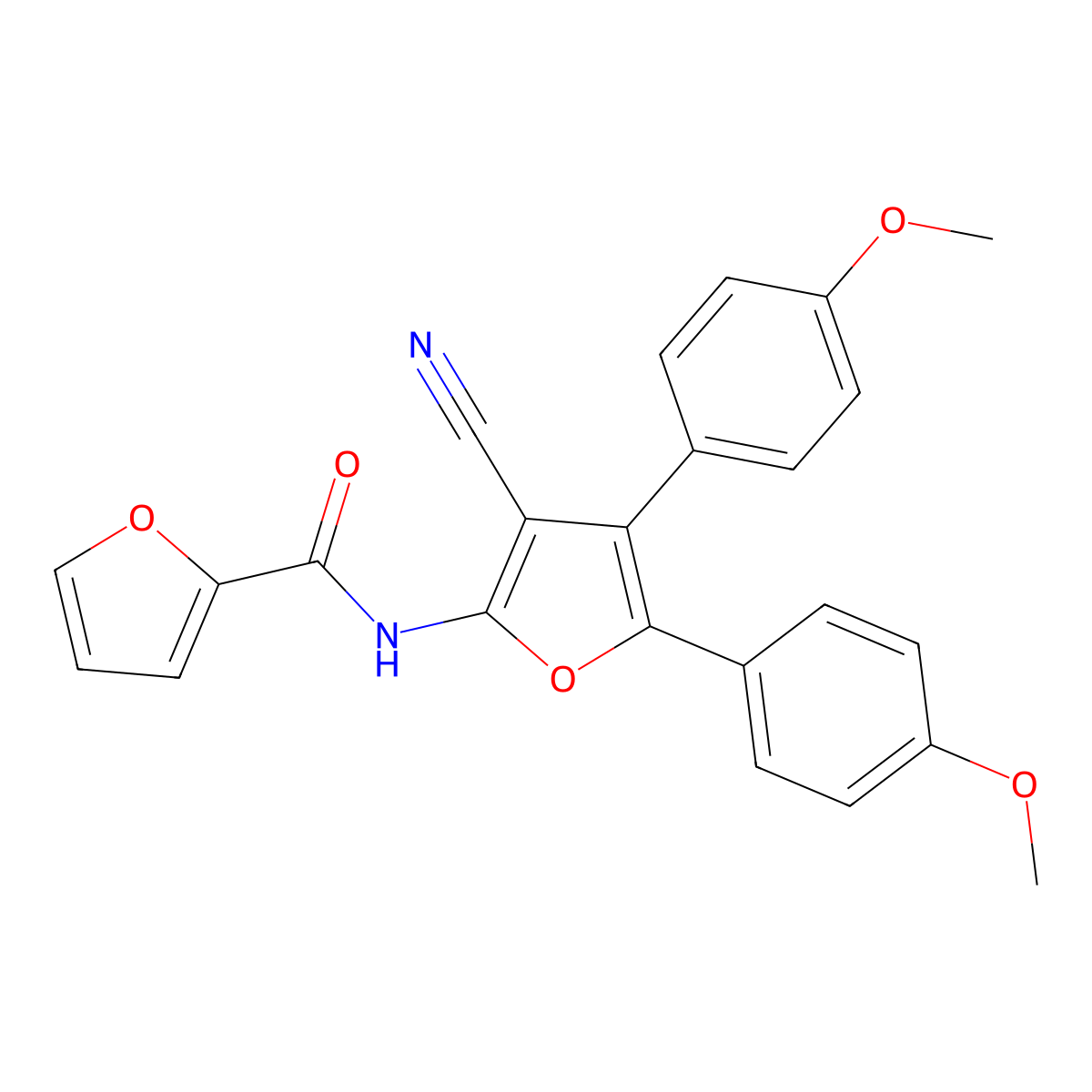 N-[3-cyano-4,5-bis(4-methoxyphenyl)furan-2-yl]furan-2-carboxamide molecular structure, CAS 443911-11-3