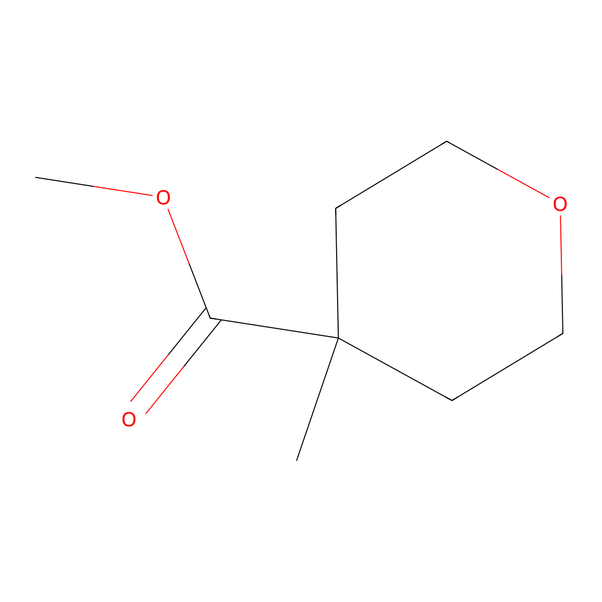 Methyl 4-methyloxane-4-carboxylate molecular structure, CAS 443912-70-7