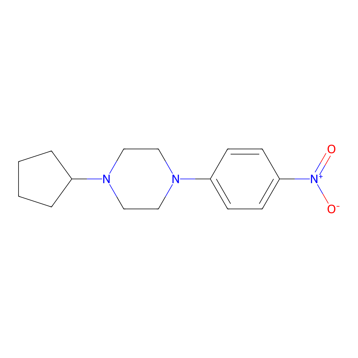 1-Cyclopentyl-4-(4-nitrophenyl)piperazine molecular structure, CAS 443915-54-6
