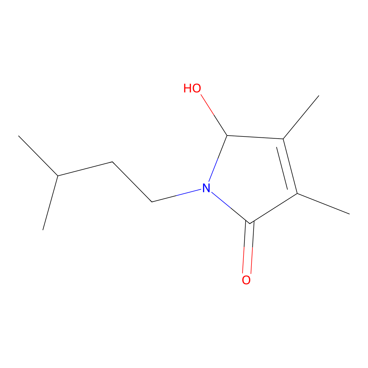 5-hydroxy-3,4-dimethyl-1-(3-methylbutyl)-1,5-dihydro-2H-pyrrol-2-one molecular structure, CAS 443917-70-2