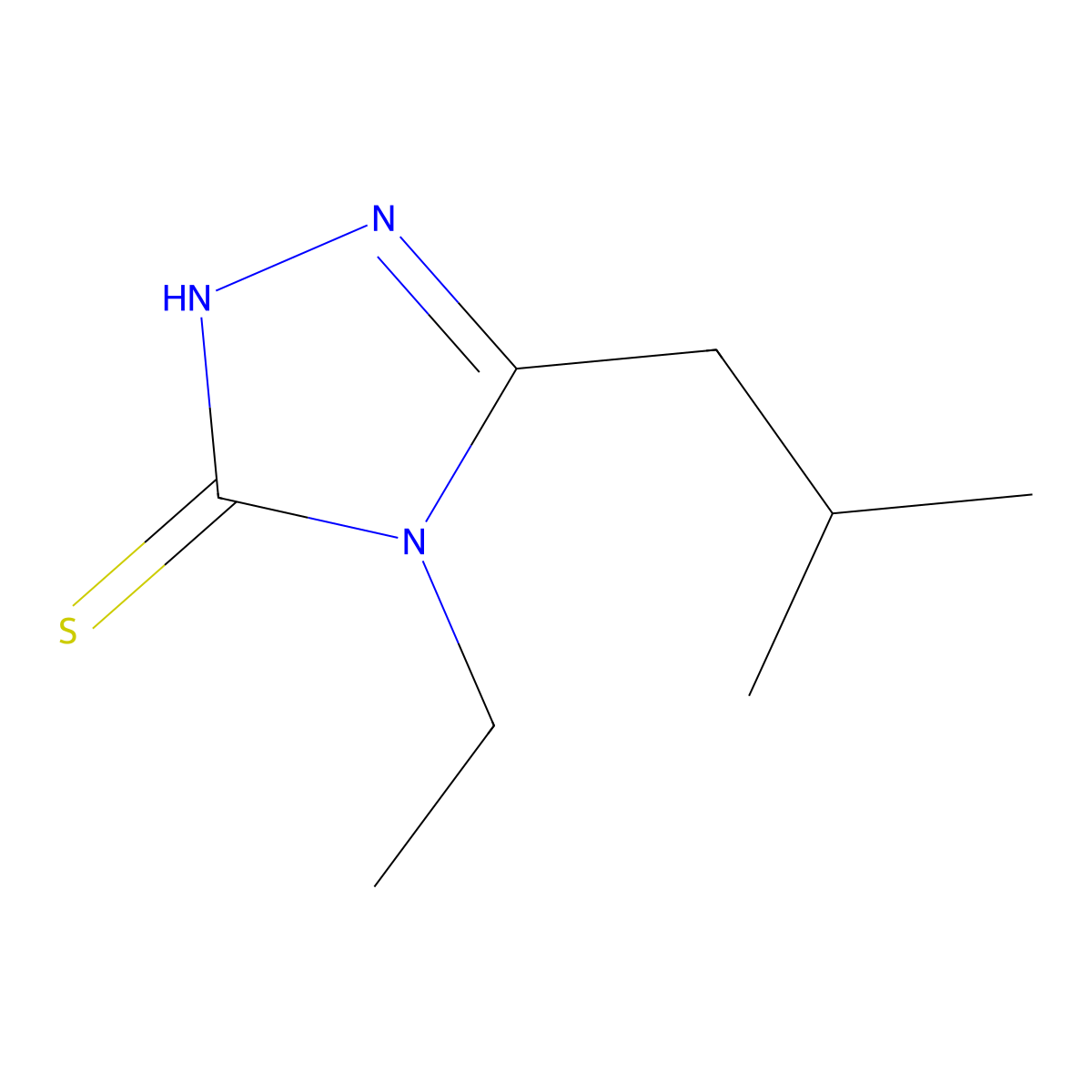 4-ethyl-3-(2-methylpropyl)-1H-1,2,4-triazole-5-thione molecular structure, CAS 443918-14-7