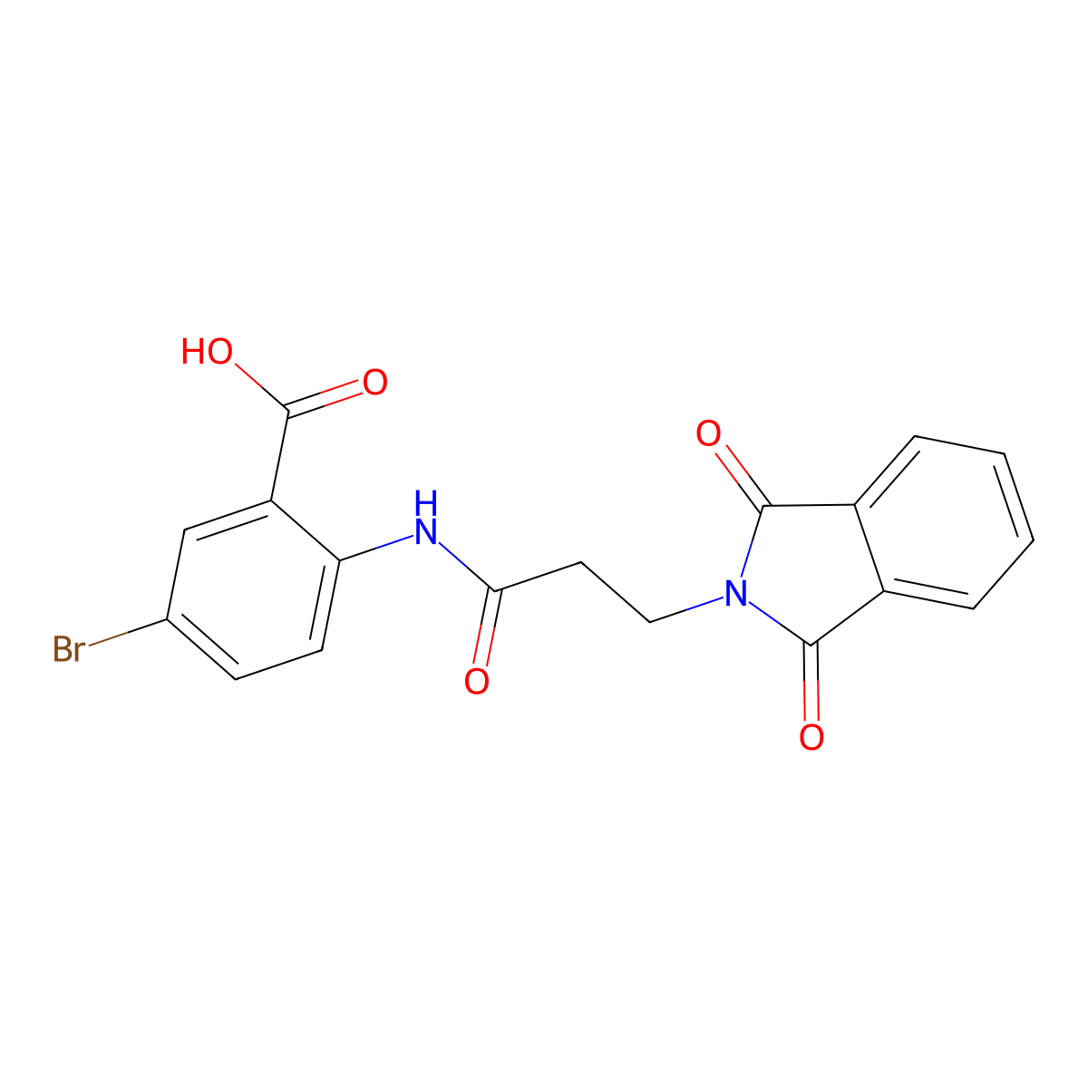 5-bromo-2-{[3-(1,3-dioxo-1,3-dihydro-2H-isoindol-2-yl)propanoyl]amino}benzoic acid molecular structure, CAS 443918-21-6
