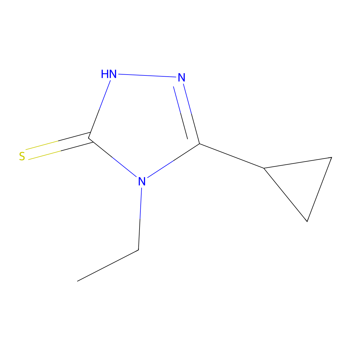5-cyclopropyl-4-ethyl-4H-1,2,4-triazole-3-thiol molecular structure, CAS 443918-29-4