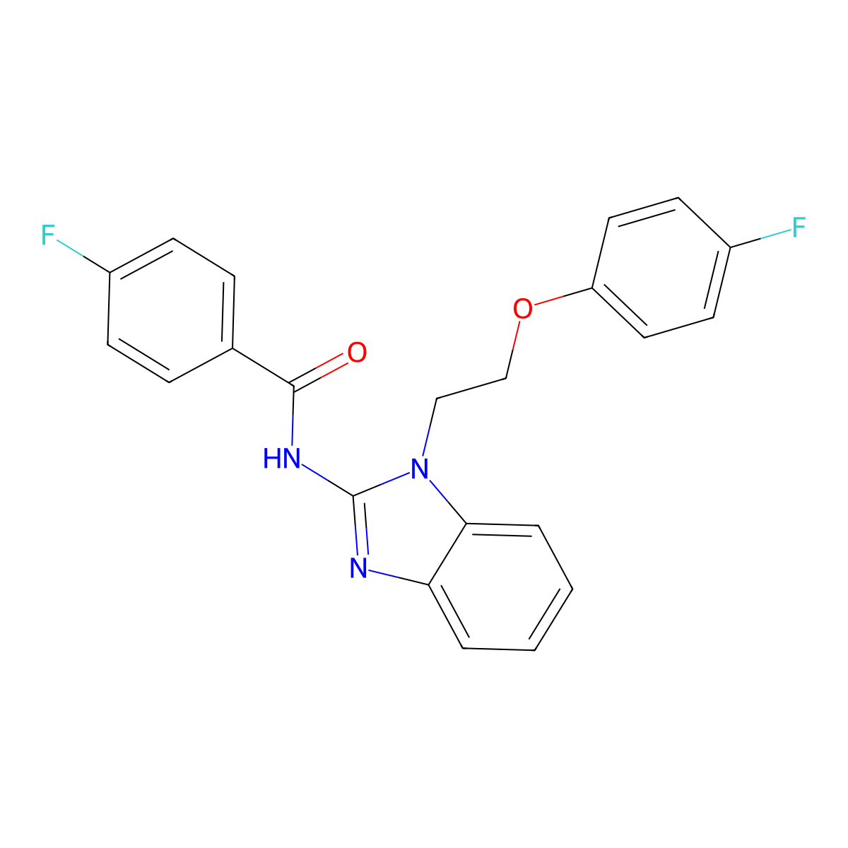 4-fluoro-N-{1-[2-(4-fluorophenoxy)ethyl]-1H-benzimidazol-2-yl}benzamide molecular structure, CAS 443918-60-3