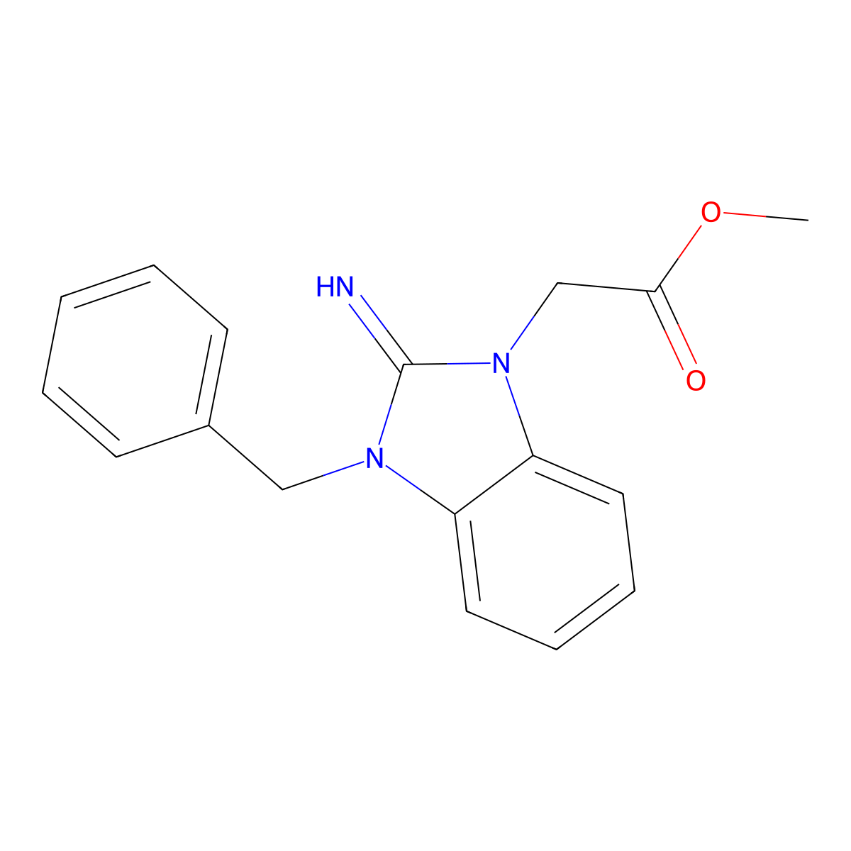 methyl (3-benzyl-2-imino-2,3-dihydro-1H-benzimidazol-1-yl)acetate molecular structure, CAS 443923-35-1