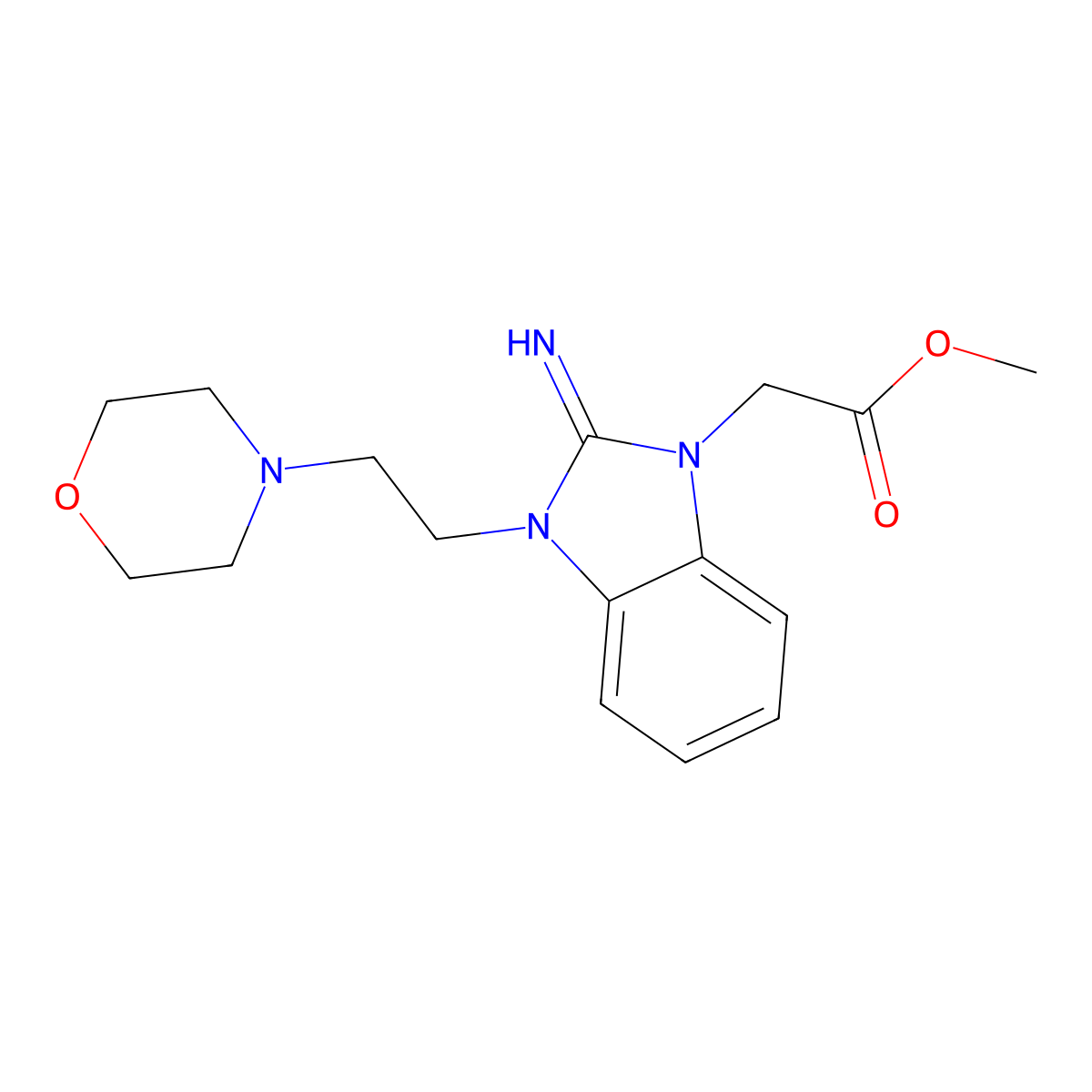 methyl {2-imino-3-[2-(morpholin-4-yl)ethyl]-2,3-dihydro-1H-benzimidazol-1-yl}acetate molecular structure, CAS 443923-37-3