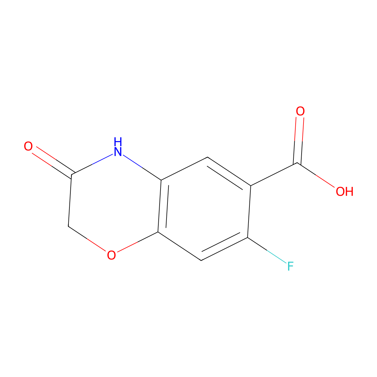 7-Fluoro-3,4-dihydro-3-oxo-2H-1,4-benzoxazine-6-carboxylic acid molecular structure, CAS 443955-36-0