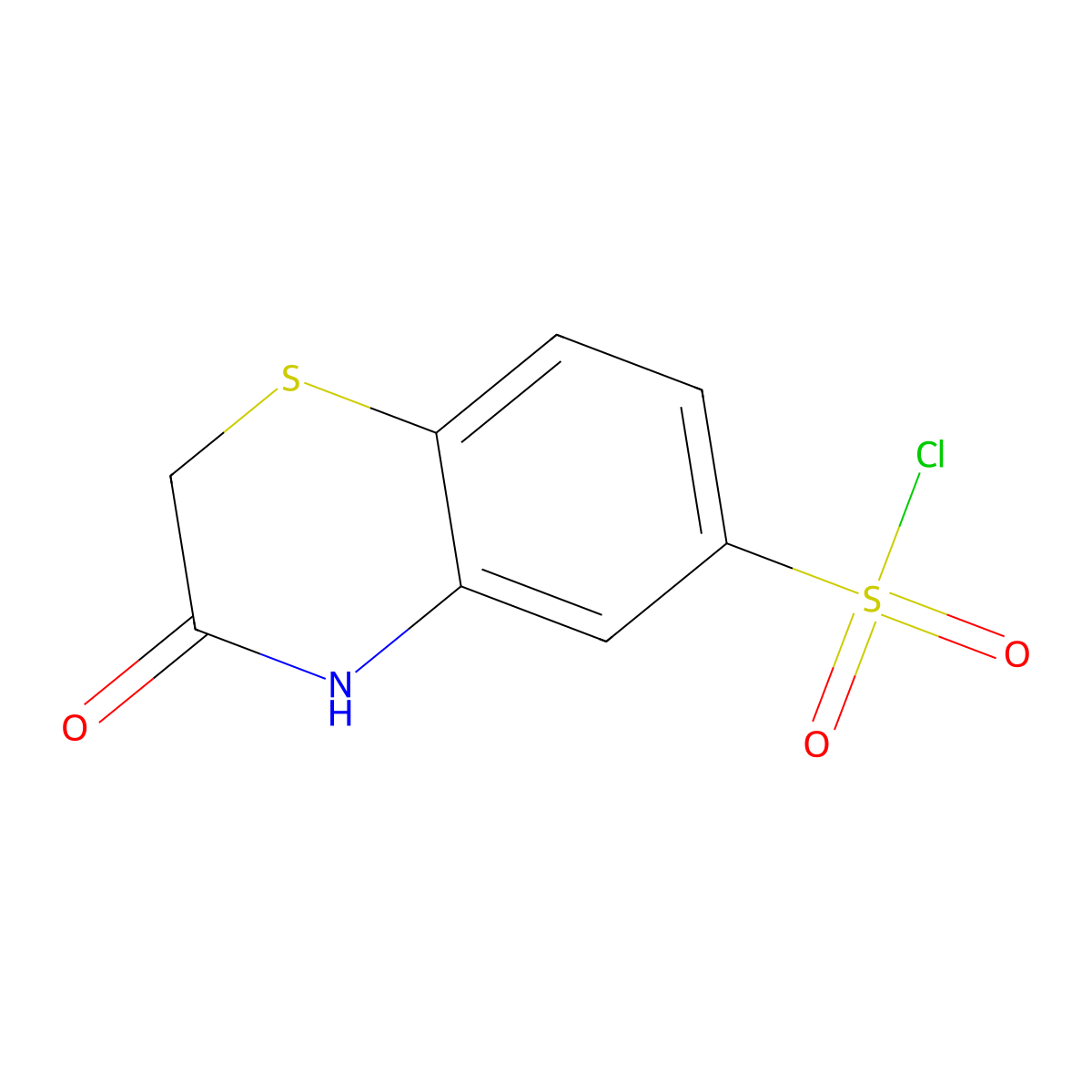 3-oxo-3,4-dihydro-2H-1,4-benzothiazine-6-sulfonyl chloride molecular structure, CAS 443955-56-4