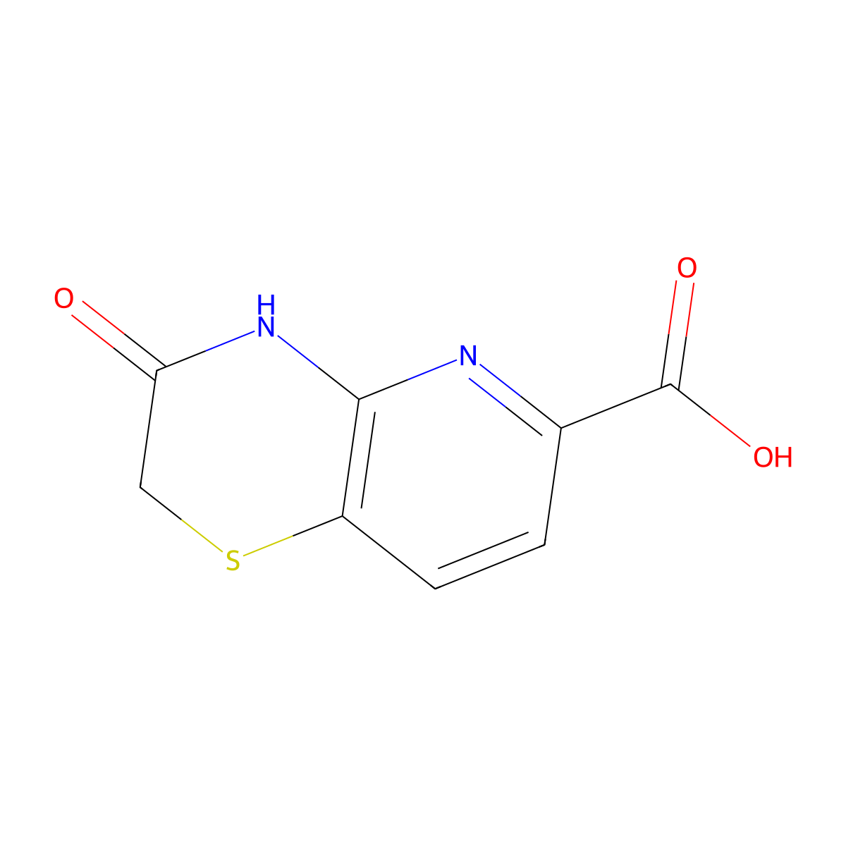 3-Oxo-3,4-dihydro-2H-pyrido[3,2-b][1,4]thiazine-6-carboxylic acid molecular structure, CAS 443956-14-7