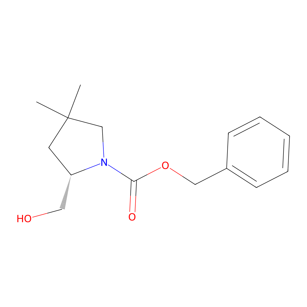 Benzyl (S)-2-(hydroxymethyl)-4,4-dimethylpyrrolidine-1-carboxylate molecular structure, CAS 443984-28-9