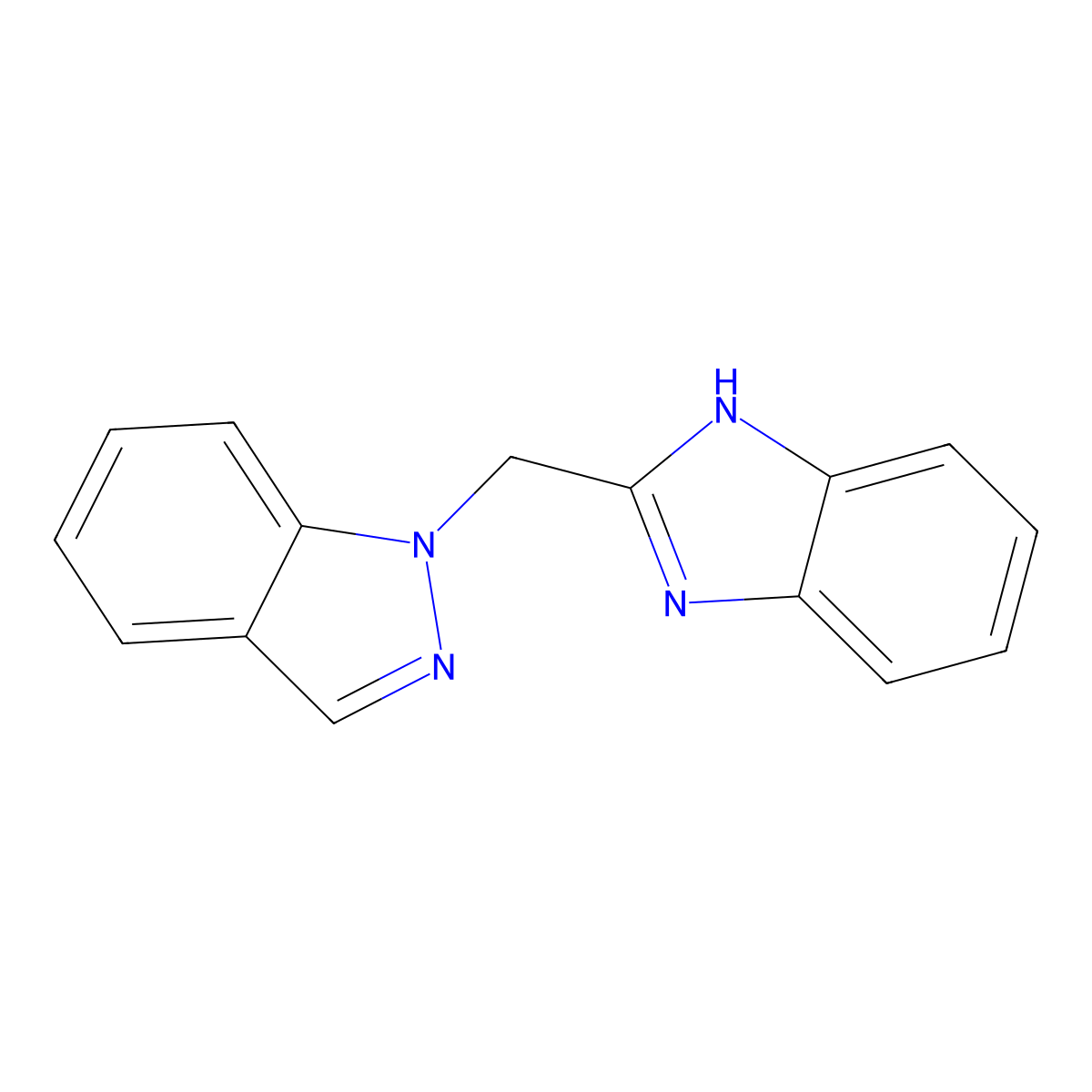 1-((1H-Benzo[d]imidazol-2-yl)methyl)-1H-indazole molecular structure, CAS 443985-14-6