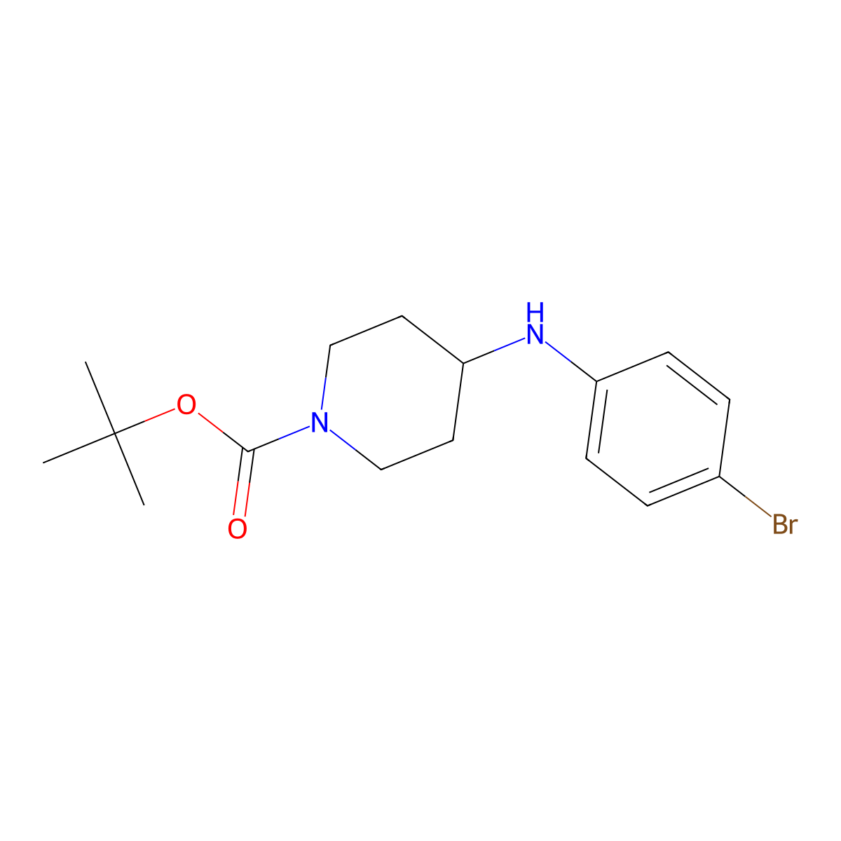 Tert-butyl 4-((4-bromophenyl)amino)piperidine-1-carboxylate molecular structure, CAS 443998-65-0