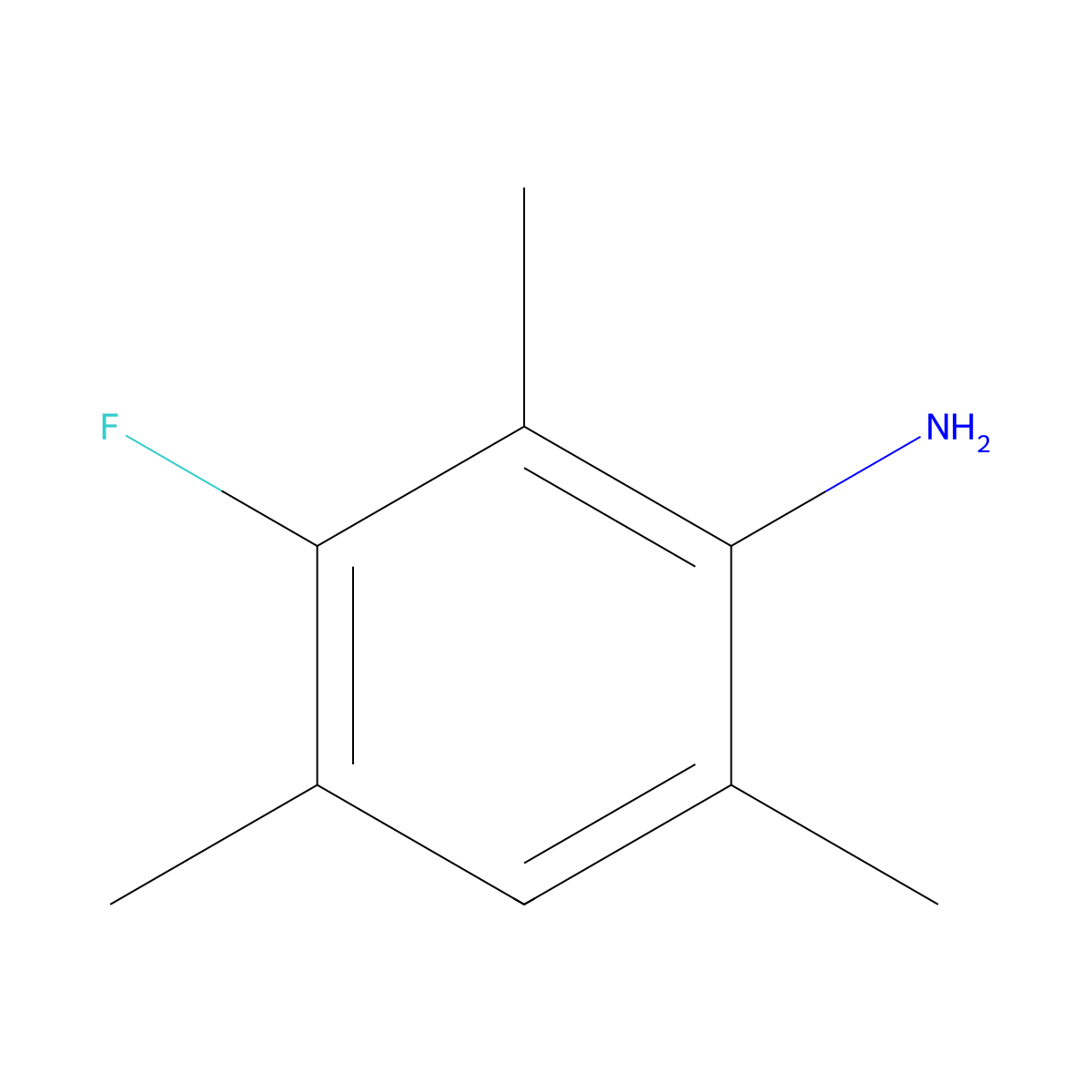 3-Fluoro-2,4,6-trimethylaniline molecular structure, CAS 444-03-1