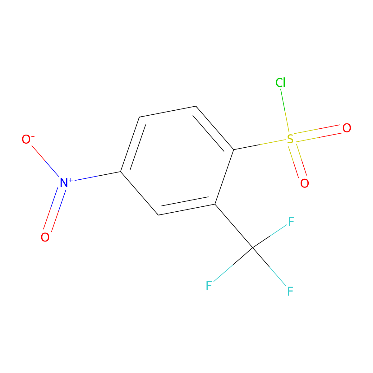 4-Nitro-2-(trifluoromethyl)benzene-1-sulfonyl chloride molecular structure, CAS 444-46-2