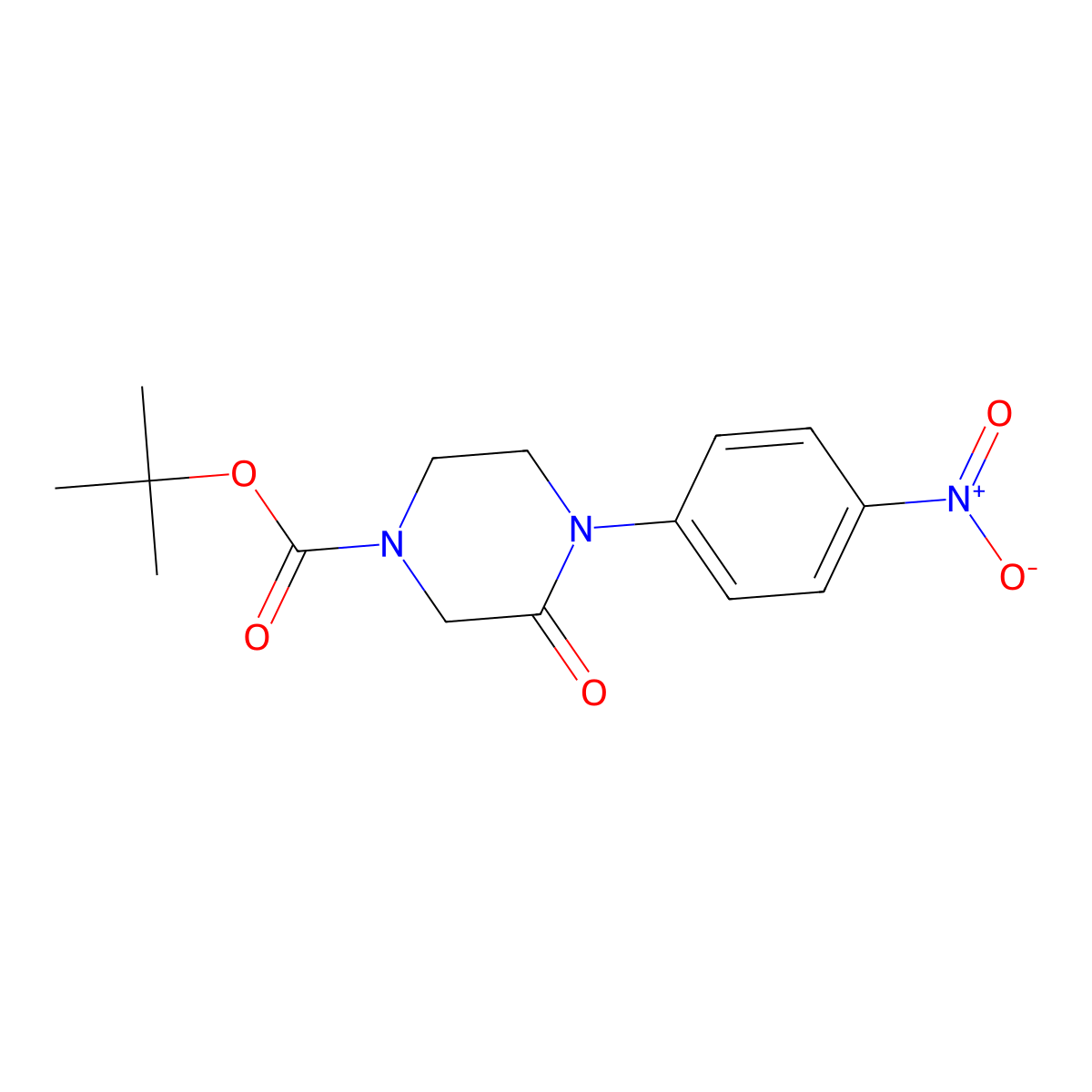 Tert-butyl 4-(4-nitrophenyl)-3-oxopiperazine-1-carboxylate molecular structure, CAS 444002-55-5