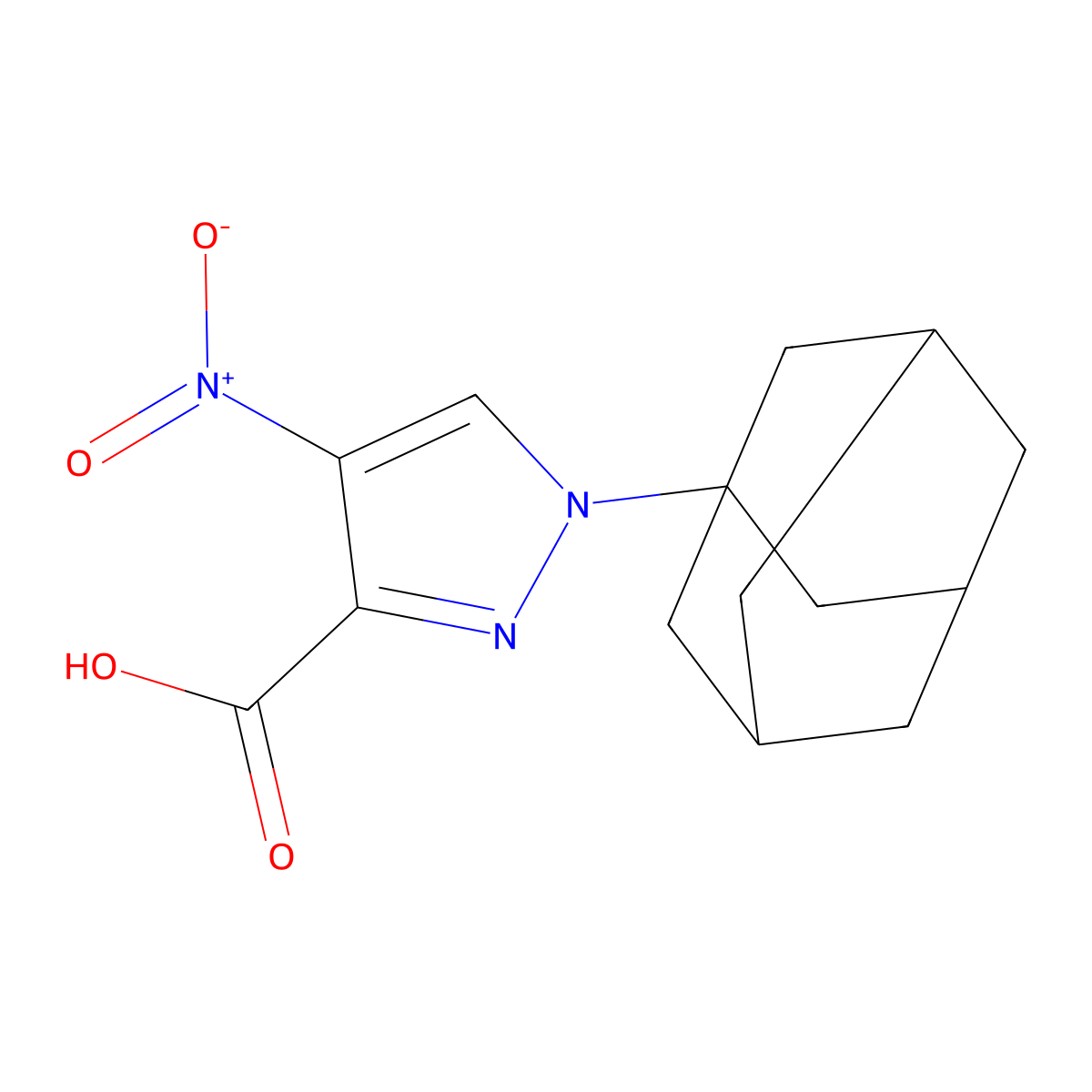 1-(1-Adamantyl)-4-nitro-1H-pyrazole-3-carboxylic acid molecular structure, CAS 444010-34-8