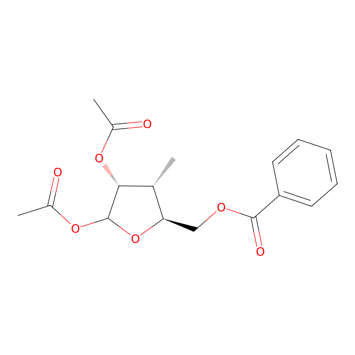 (3R,4R,5S)-5-((benzoyloxy)methyl)-4-methyltetrahydrofuran-2,3-diyl diacetate molecular structure, CAS 444019-07-2