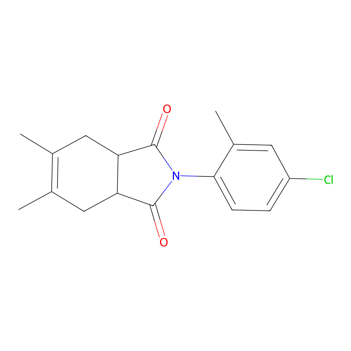 2-(4-chloro-2-methylphenyl)-5,6-dimethyl-3a,4,7,7a-tetrahydro-1H-isoindole-1,3(2H)-dione molecular structure, CAS 444057-82-3