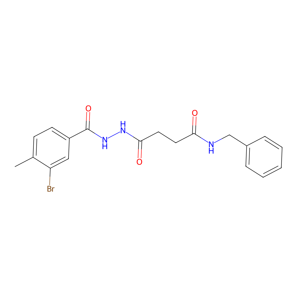 N-benzyl-4-[2-(3-bromo-4-methylbenzoyl)hydrazino]-4-oxobutanamide molecular structure, CAS 444057-92-5