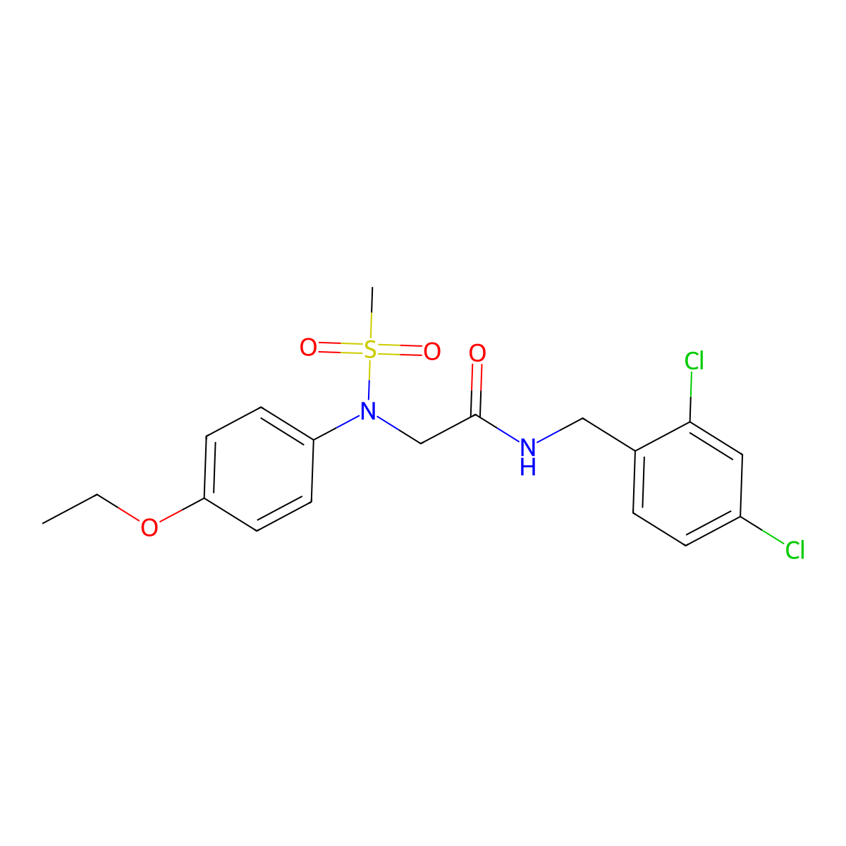 N-(2,4-dichlorobenzyl)-N~2~-(4-ethoxyphenyl)-N~2~-(methylsulfonyl)glycinamide molecular structure, CAS 444058-36-0
