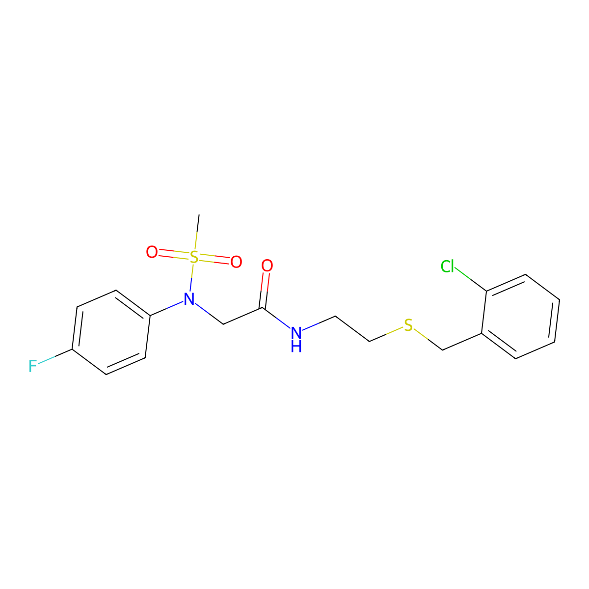 N-[2-[(2-chlorophenyl)methylsulfanyl]ethyl]-2-(4-fluoro-N-methylsulfonylanilino)acetamide molecular structure, CAS 444059-18-1