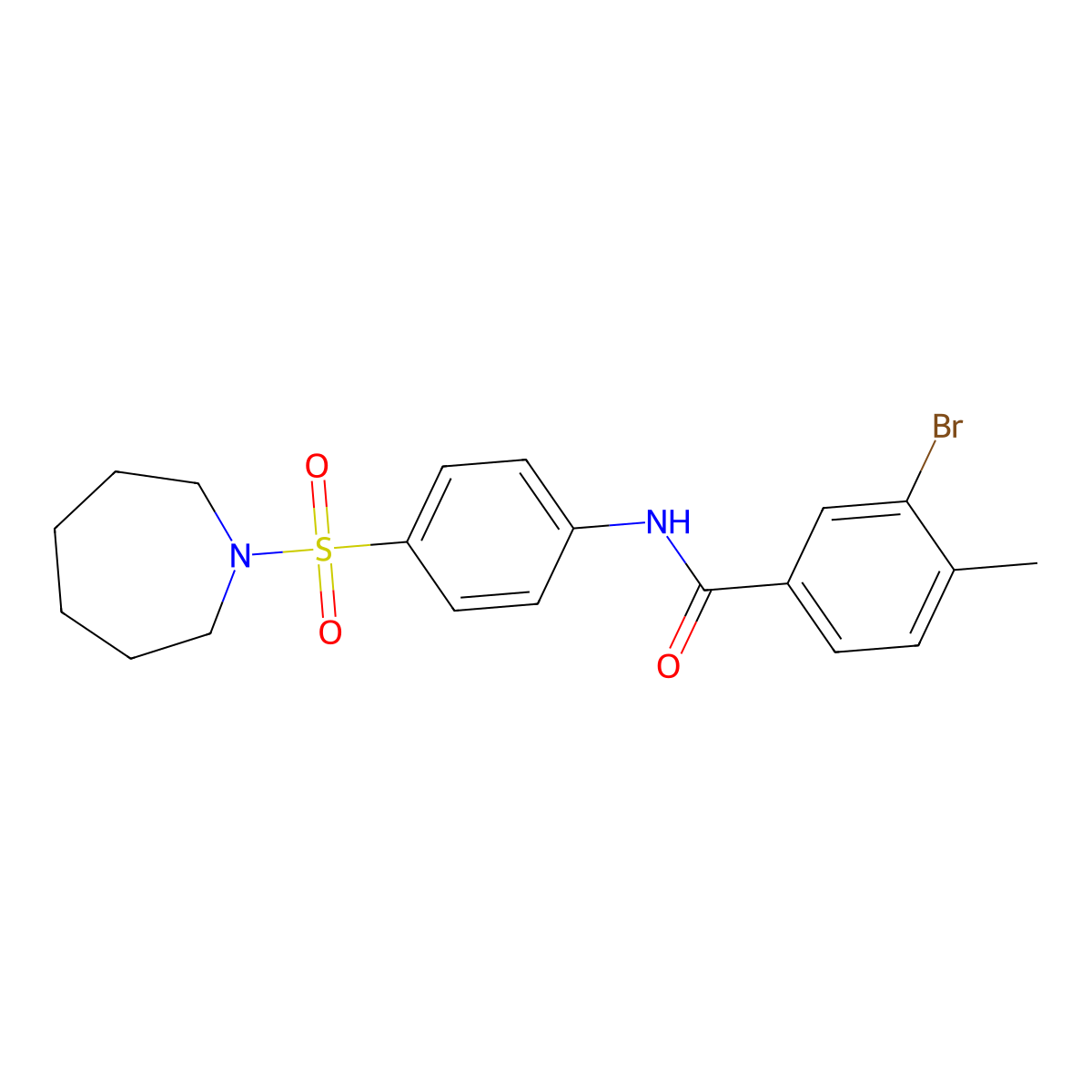 N-[4-(azepan-1-ylsulfonyl)phenyl]-3-bromo-4-methylbenzamide molecular structure, CAS 444059-26-1
