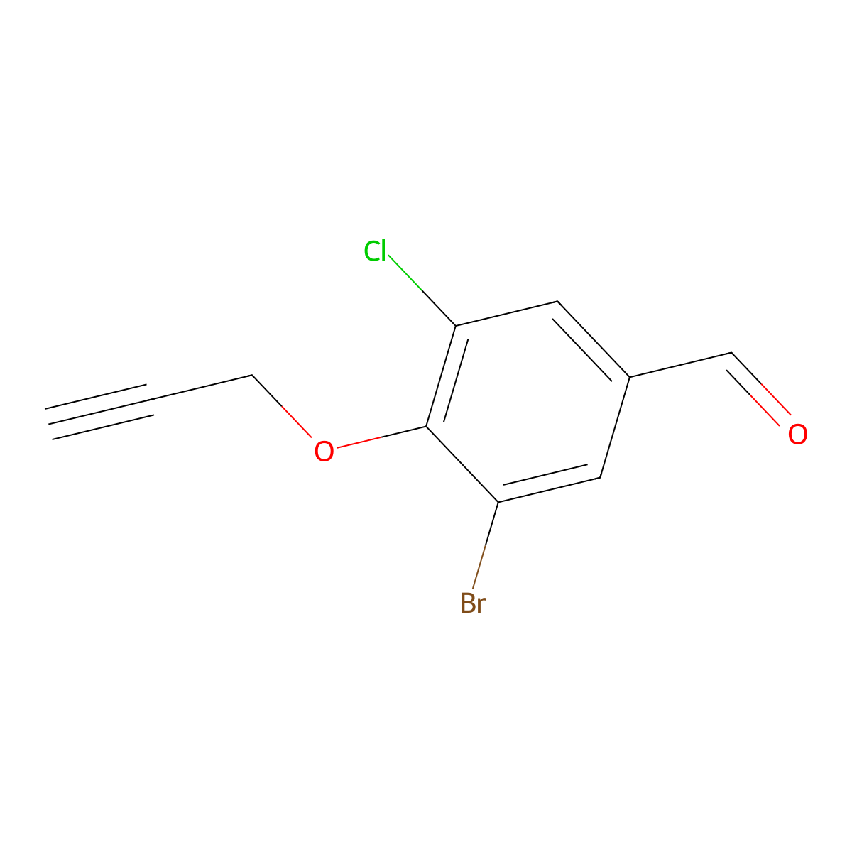 3-Bromo-5-chloro-4-(prop-2-yn-1-yloxy)benzaldehyde molecular structure, CAS 444059-52-3