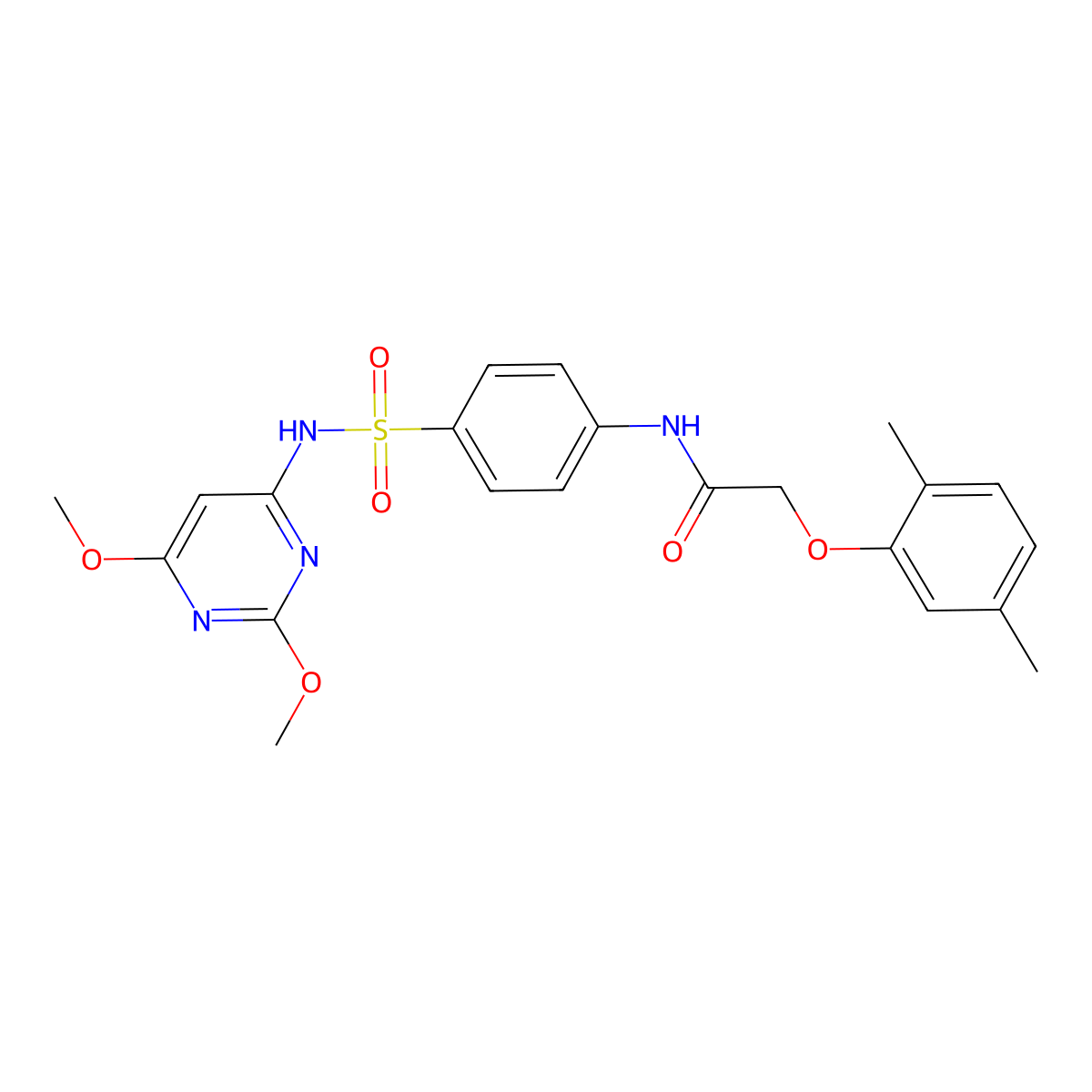 N-{4-[(2,6-dimethoxypyrimidin-4-yl)sulfamoyl]phenyl}-2-(2,5-dimethylphenoxy)acetamide molecular structure, CAS 444065-29-6