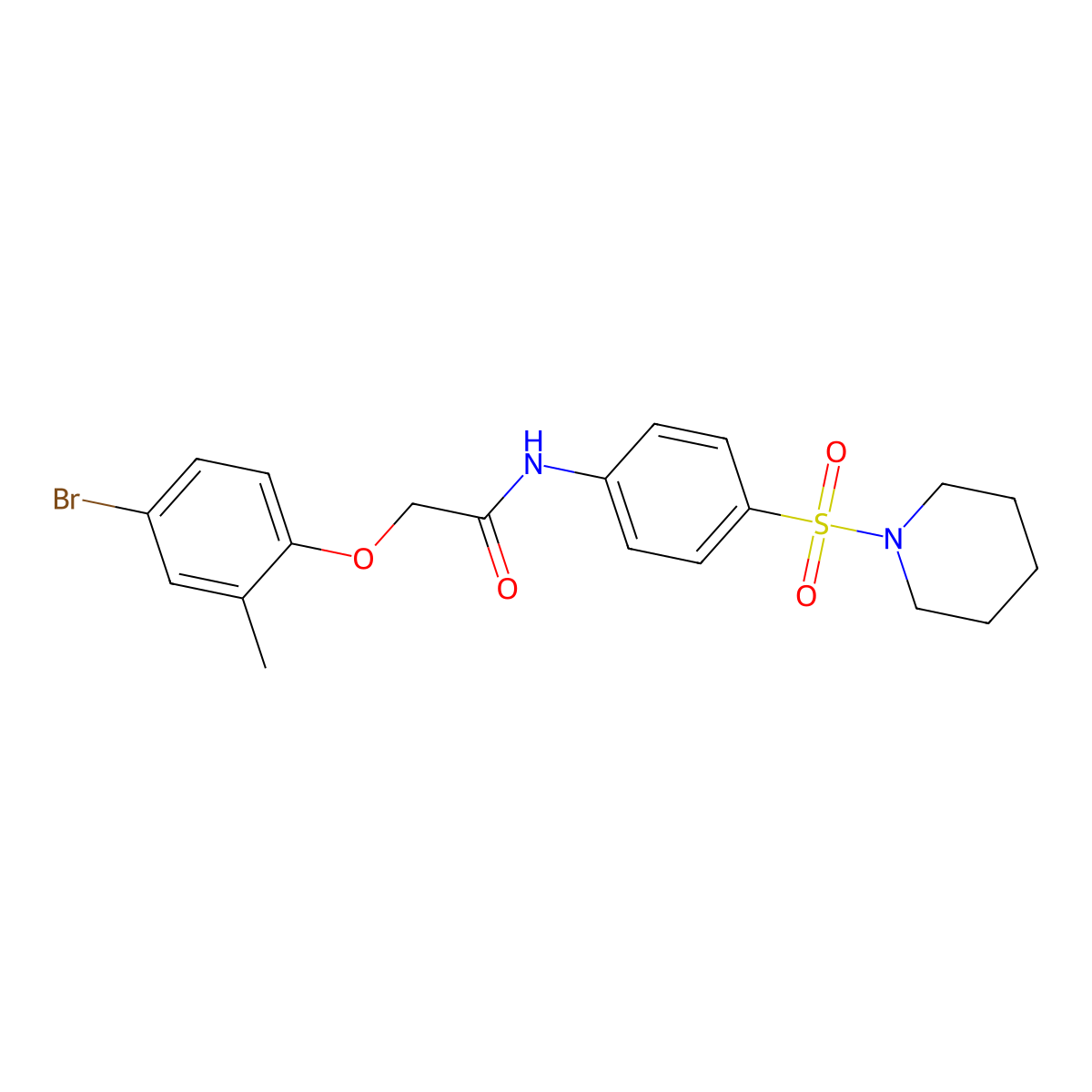 2-(4-bromo-2-methylphenoxy)-N-[4-(piperidin-1-ylsulfonyl)phenyl]acetamide molecular structure, CAS 444065-51-4