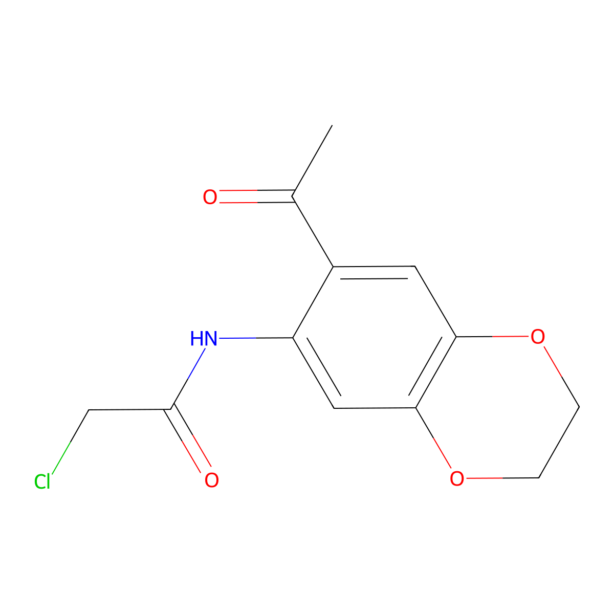 N-(7-Acetyl-2,3-dihydro-benzo[1,4]dioxin-6-yl)-2-chloro-acetamide molecular structure, CAS 444065-67-2