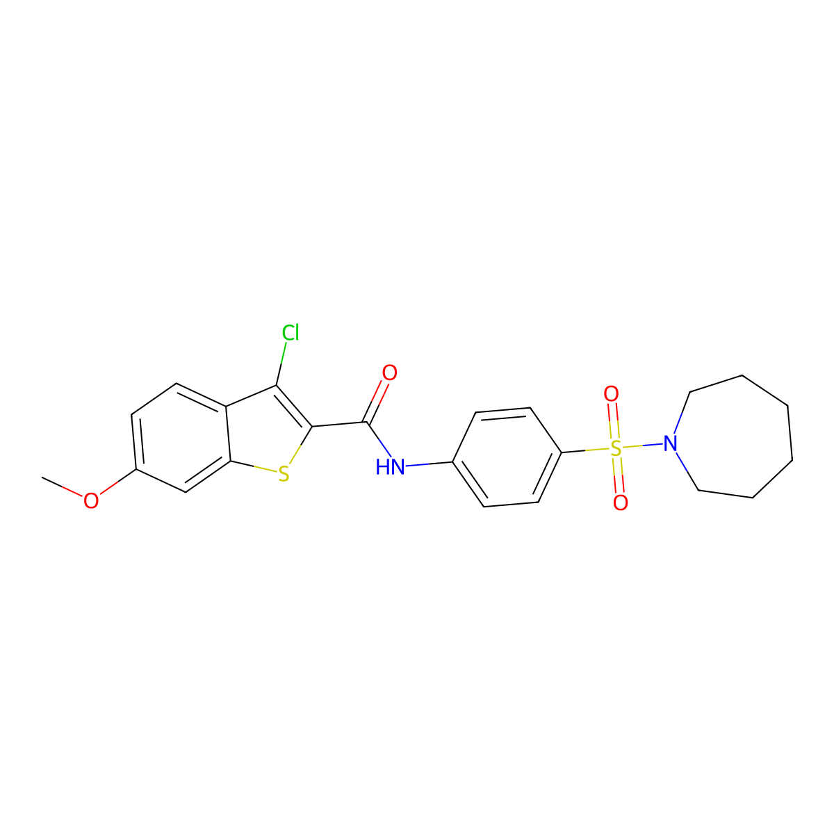N-[4-(azepan-1-ylsulfonyl)phenyl]-3-chloro-6-methoxy-1-benzothiophene-2-carboxamide molecular structure, CAS 444066-03-9