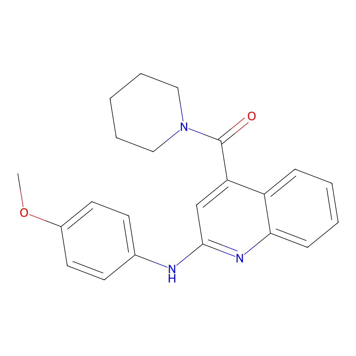[2-(4-Methoxyanilino)quinolin-4-yl]-piperidin-1-ylmethanone molecular structure, CAS 444066-66-4