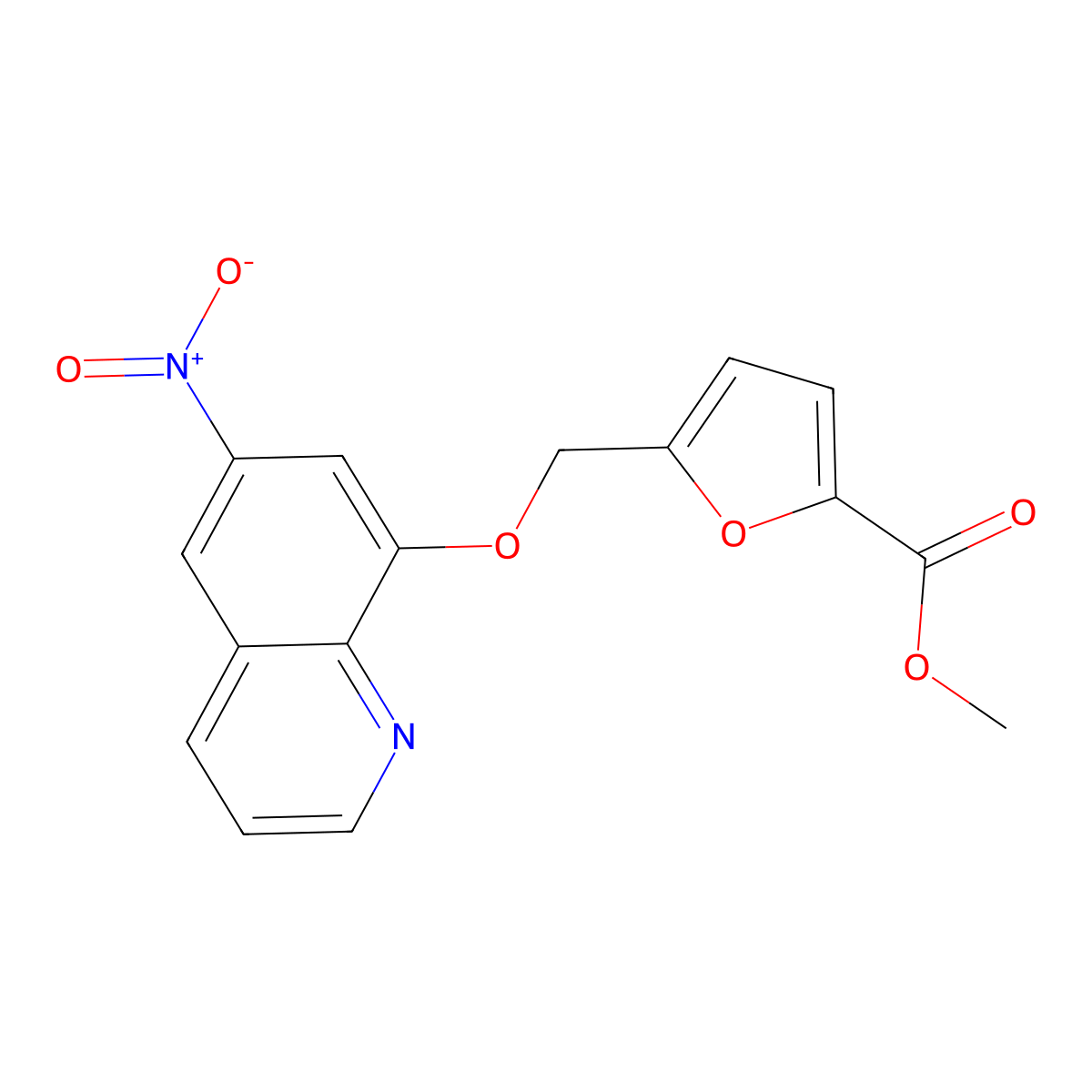Methyl 5-[(6-nitroquinolin-8-yl)oxymethyl]furan-2-carboxylate molecular structure, CAS 444066-75-5