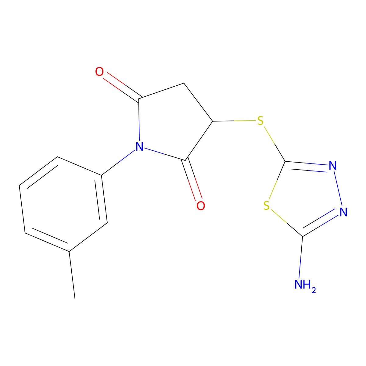 3-[(5-Amino-1,3,4-thiadiazol-2-yl)sulfanyl]-1-(3-methylphenyl)pyrrolidine-2,5-dione molecular structure, CAS 444066-92-6