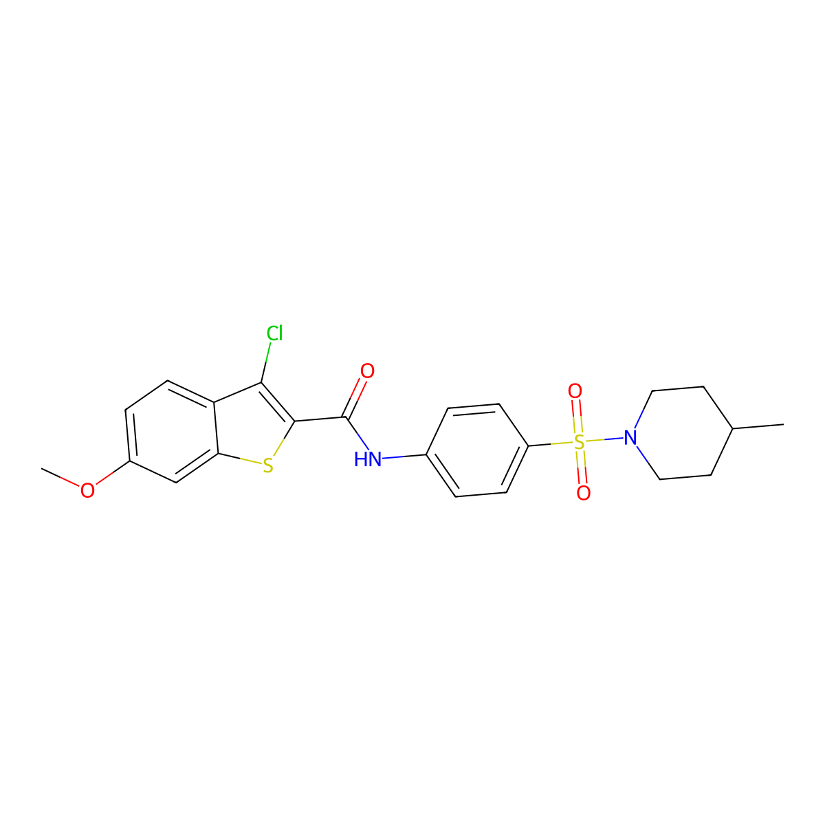 3-chloro-6-methoxy-N-{4-[(4-methylpiperidin-1-yl)sulfonyl]phenyl}-1-benzothiophene-2-carboxamide molecular structure, CAS 444066-94-8
