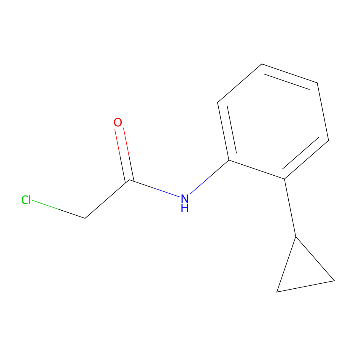 2-chloro-N-(2-cyclopropylphenyl)acetamide molecular structure, CAS 444066-96-0