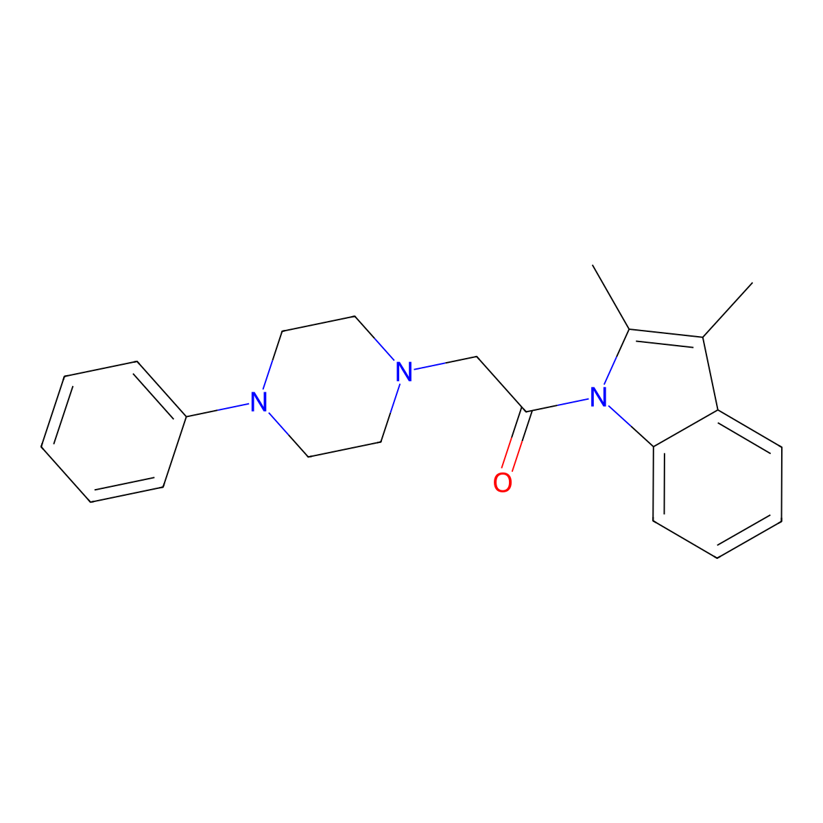 2,3-dimethyl-1-((4-phenyl-1-piperazinyl)acetyl)-1H-indole molecular structure, CAS 444067-19-0