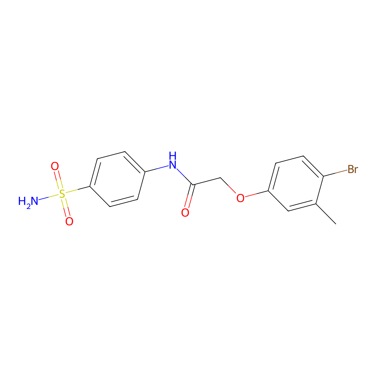 2-(4-bromo-3-methylphenoxy)-N-(4-sulfamoylphenyl)acetamide molecular structure, CAS 444067-31-6