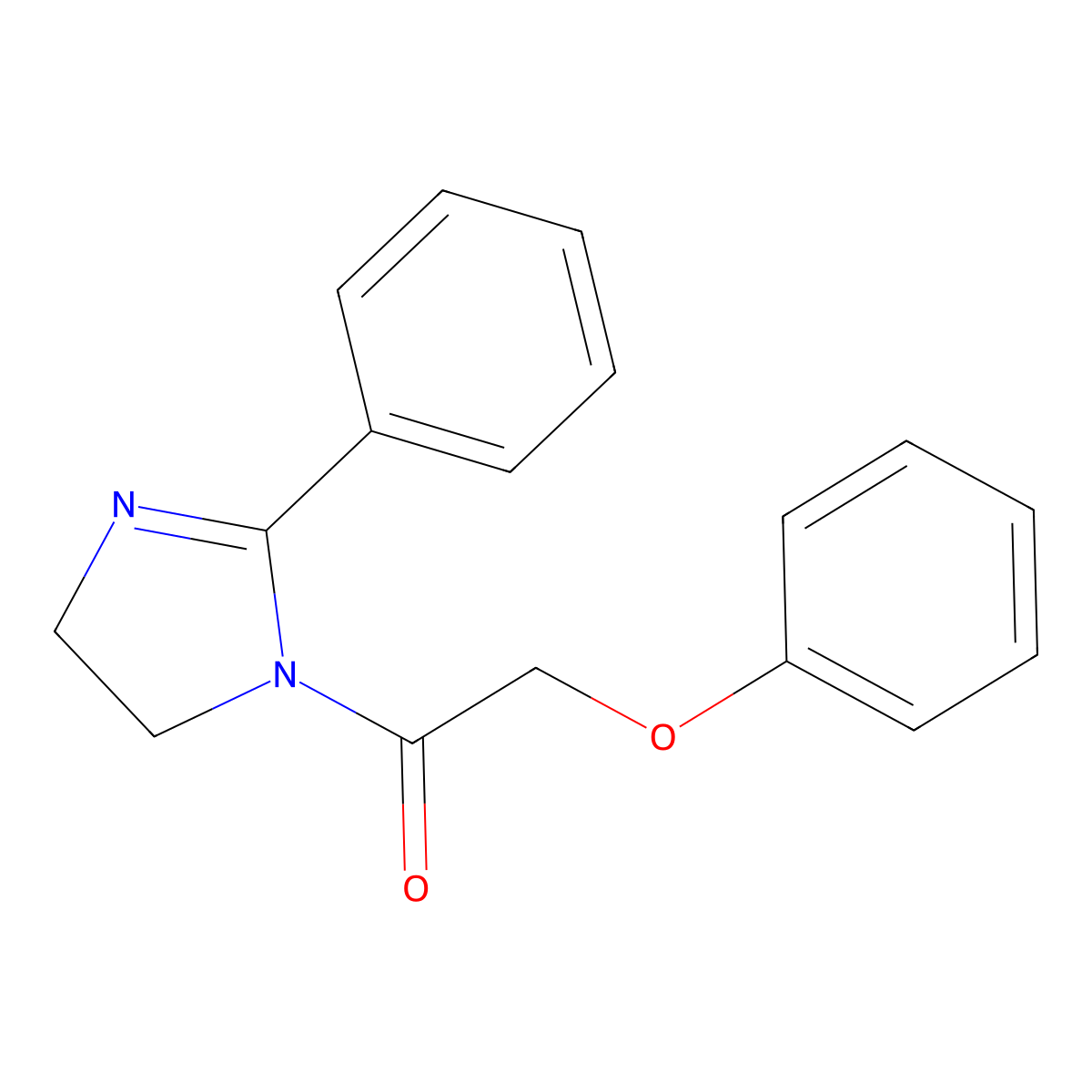 1-(phenoxyacetyl)-2-phenyl-4,5-dihydro-1H-imidazole molecular structure, CAS 444068-71-7