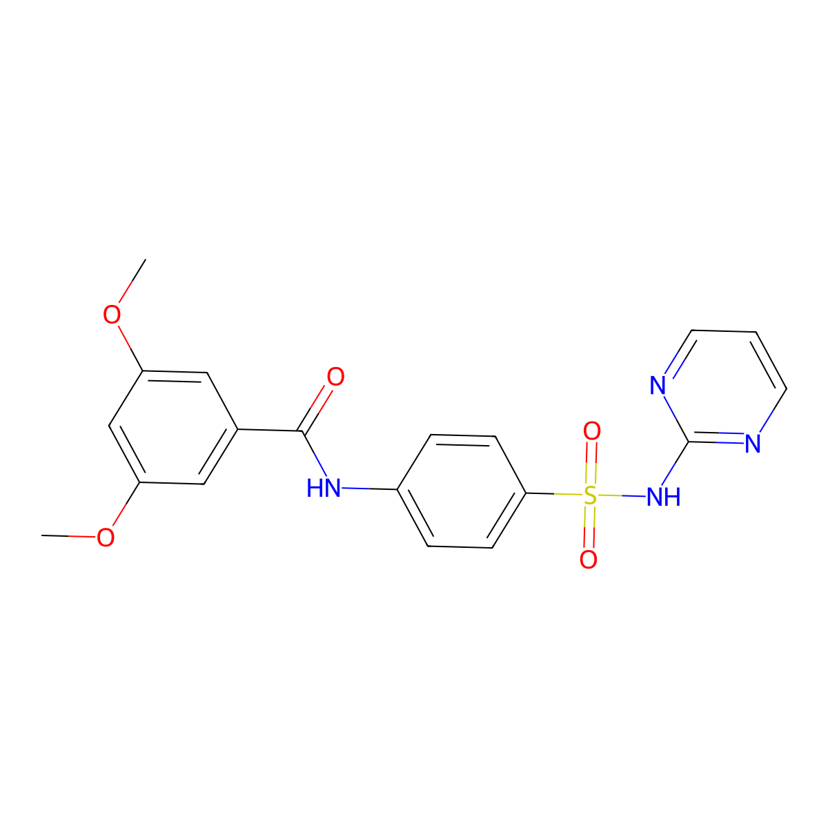 3,5-dimethoxy-N-[4-(pyrimidin-2-ylsulfamoyl)phenyl]benzamide molecular structure, CAS 444068-77-3