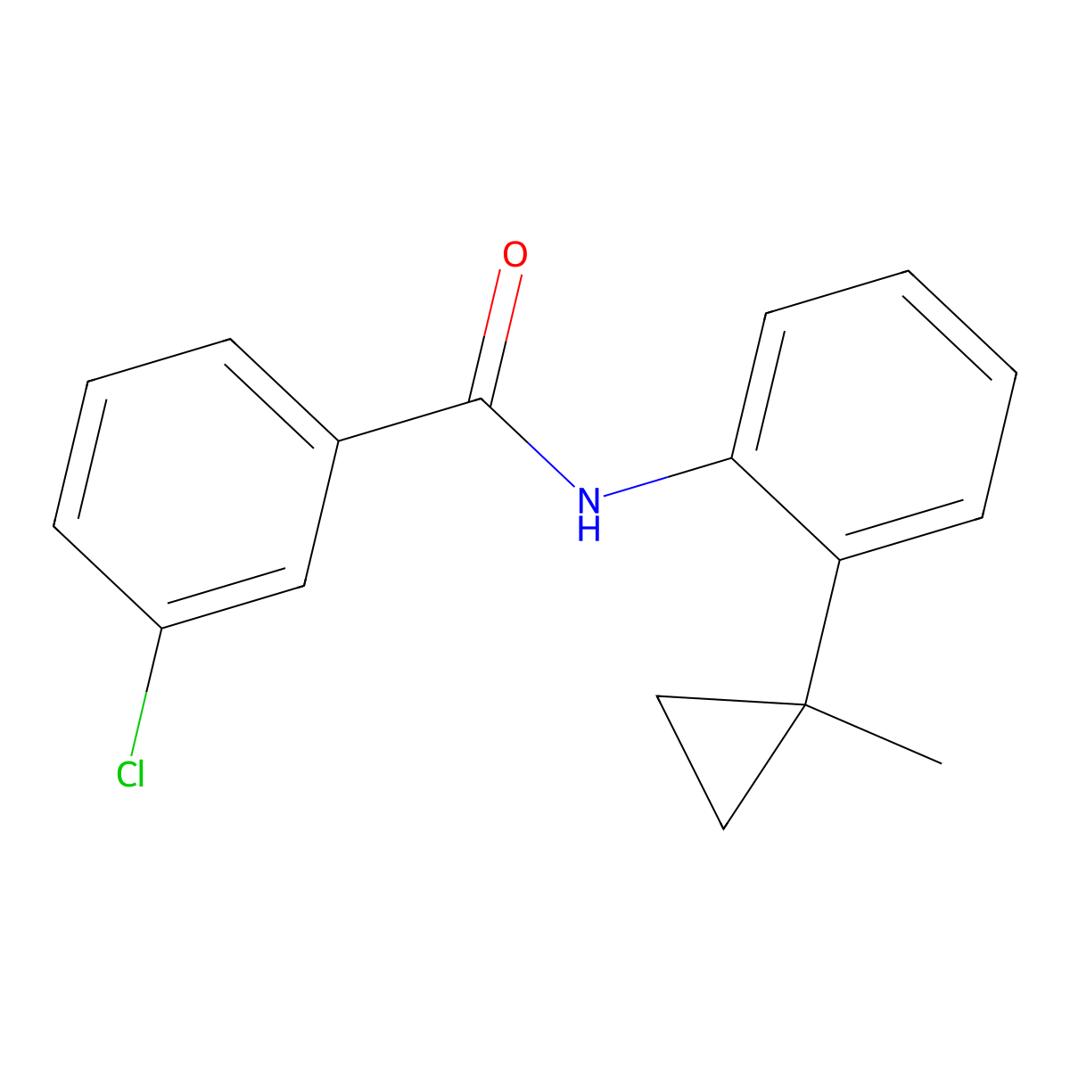 3-chloro-N-[2-(1-methylcyclopropyl)phenyl]benzamide molecular structure, CAS 444075-42-7
